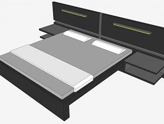 现代双人床<em>板式床</em>SU模型下载_sketchup草图大师SKP模型