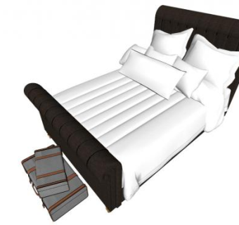 美式风格雪橇床SU模型下载_sketchup草图大师SKP模型