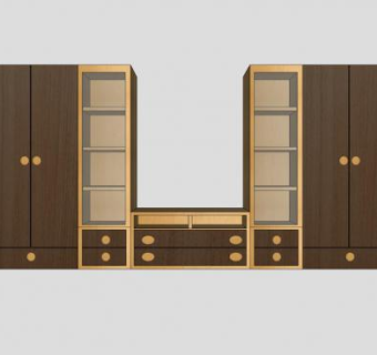 组合式电视柜衣柜架书架SU模型下载_sketchup草图大师SKP模型