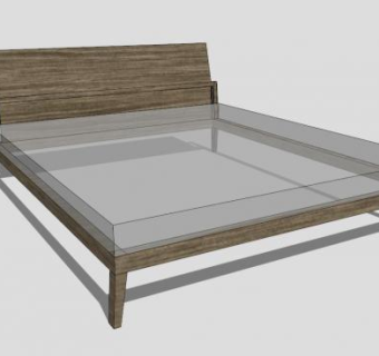 平板双人床SU模型下载_sketchup草图大师SKP模型