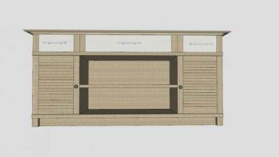 木制带抽屉电视柜SU模型下载_sketchup草图大师SKP模型