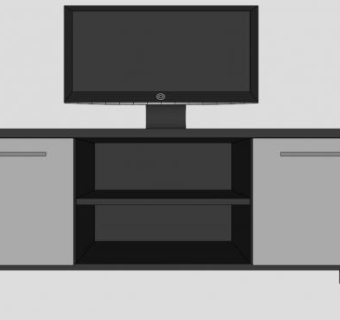 有电视的电视柜SU模型下载_sketchup草图大师SKP模型