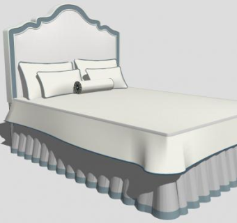 欧式白色双人床SU模型下载_sketchup草图大师SKP模型