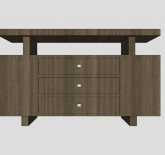 实木带抽屉简约电视柜SU模型下载_sketchup草图大师SKP模型