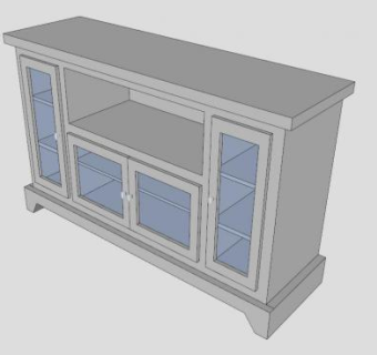 白色玻璃电视柜SU模型下载_sketchup草图大师SKP模型