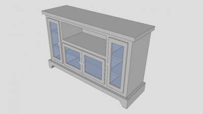 白色玻璃电视柜SU模型下载_sketchup草图大师SKP模型