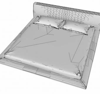 休闲平板床简金床SU模型下载_sketchup草图大师SKP模型