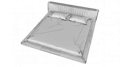 休闲平板床简金床SU模型下载_sketchup草图大师SKP模型