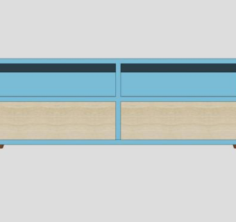 蓝色木质电视柜SU模型下载_sketchup草图大师SKP模型