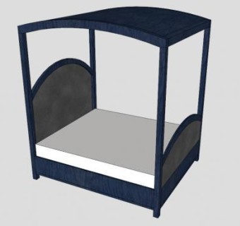 天篷床四柱双人床SU模型下载_sketchup草图大师SKP模型