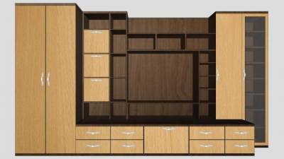 组合式客厅电视柜SU模型下载_sketchup草图大师SKP模型