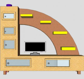 现代化的多彩电视柜SU模型下载_sketchup草图大师SKP模型