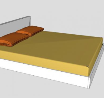 现代板式床浮动床SU模型下载_sketchup草图大师SKP模型