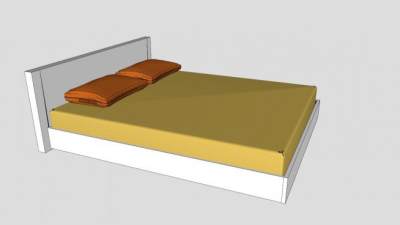 现代板式床浮动床SU模型下载_sketchup草图大师SKP模型