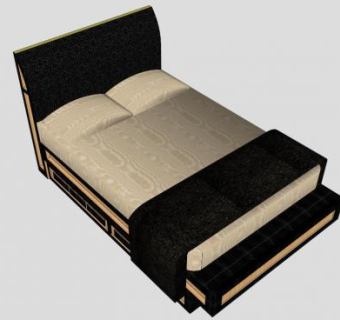 黑色储物双人床SU模型下载_sketchup草图大师SKP模型