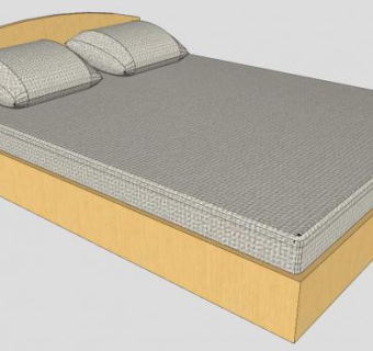 大型榻榻米双人床SU模型下载_sketchup草图大师SKP模型