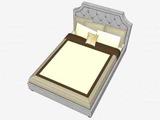 拱形软垫板式双人床SU模型下载_sketchup草图大师SKP模型