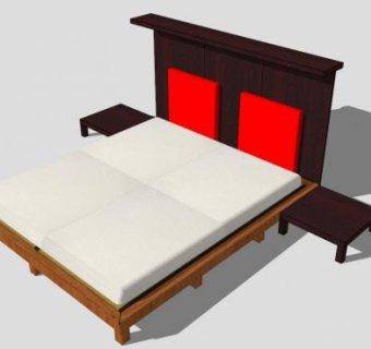 平板双人床富顿床SU模型下载_sketchup草图大师SKP模型