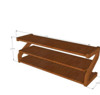 Z字形木质电视柜SU模型下载_sketchup草图大师SKP模型