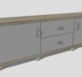 木质现代简易电视柜SU模型下载_sketchup草图大师SKP模型