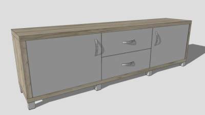 木质现代简易电视柜SU模型下载_sketchup草图大师SKP模型