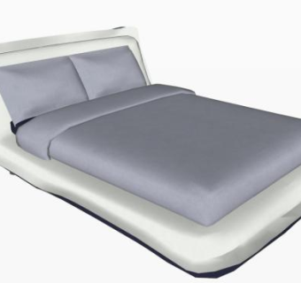 现代软床双人床SU模型下载_sketchup草图大师SKP模型