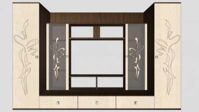 低奢现代电视柜SU模型下载_sketchup草图大师SKP模型