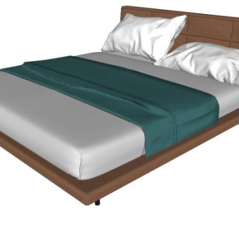 平台床板式双人床SU模型下载_sketchup草图大师SKP模型