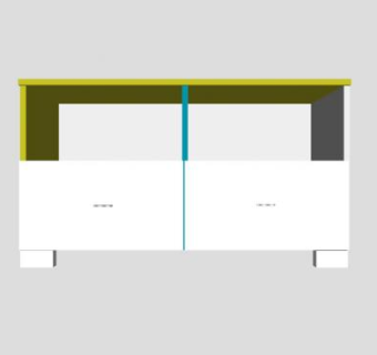 黄色地柜式电视柜SU模型下载_sketchup草图大师SKP模型
