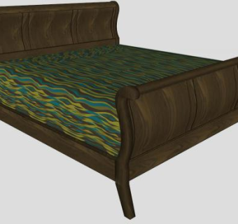 雪橇床双人床SU模型下载_sketchup草图大师SKP模型