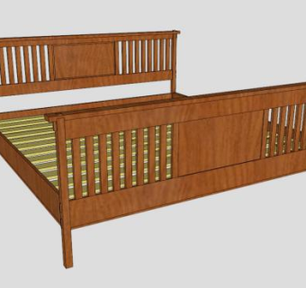 实木床特大号床SU模型下载_sketchup草图大师SKP模型