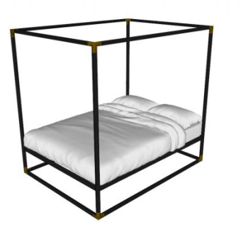 框架天篷床SU模型下载_sketchup草图大师SKP模型