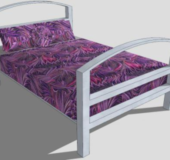 现代板式双人床SU模型下载_sketchup草图大师SKP模型