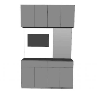 灰色现代简易风格电视柜SU模型下载_sketchup草图大师SKP模型