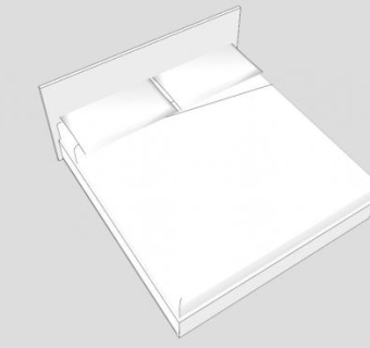 低聚金床板式双人床SU模型下载_sketchup草图大师SKP模型