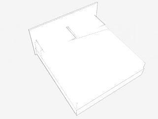 低聚金床板式双人床SU模型下载_sketchup草图大师SKP模型