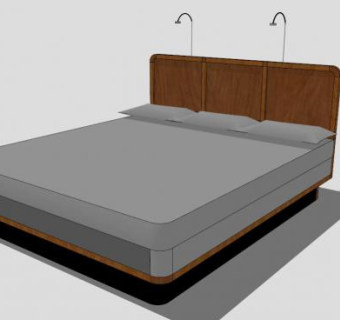 板式双人床SU模型下载_sketchup草图大师SKP模型