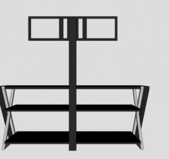 黑色特色电视柜SU模型下载_sketchup草图大师SKP模型