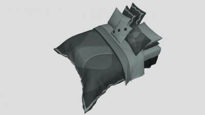 布艺双人床软床SU模型下载_sketchup草图大师SKP模型