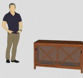 木制小型电视柜SU模型下载_sketchup草图大师SKP模型