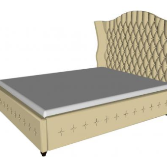 亚麻布布艺软床SU模型下载_sketchup草图大师SKP模型