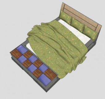 乔格贝板式双人床SU模型下载_sketchup草图大师SKP模型