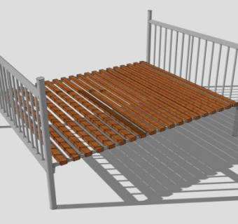 铁艺简欧双人床SU模型下载_sketchup草图大师SKP模型
