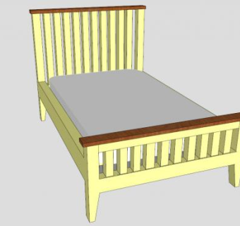 宜家板条式床板SU模型下载_sketchup草图大师SKP模型