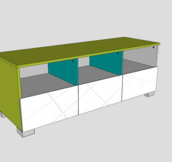 绿色现代电视柜SU模型下载_sketchup草图大师SKP模型