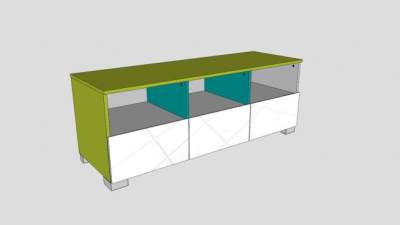 绿色现代电视柜SU模型下载_sketchup草图大师SKP模型