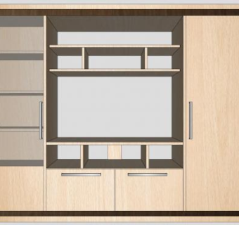 电视墙组合式电视柜SU模型下载_sketchup草图大师SKP模型