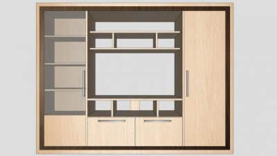 电视墙组合式电视柜SU模型下载_sketchup草图大师SKP模型