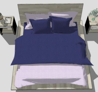 卧室家具平板床SU模型下载_sketchup草图大师SKP模型
