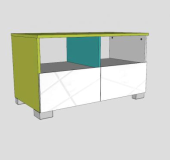 绿色简约现代电视柜SU模型下载_sketchup草图大师SKP模型